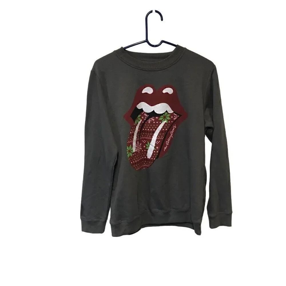 The Rolling Stones Christmas Sweatshirt Size Large (L) Grey